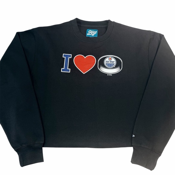 Blue 84 Tops - NWT NHL Oilers Shorty Sweatshirt Size L Women's
